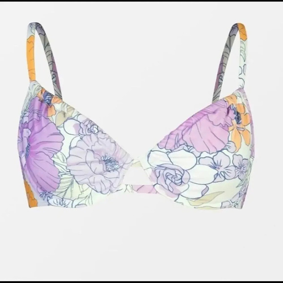 NWT Cupshe Bikini Top Underwire & Push Up Purple Orange Floral Size Large - Picture 4 of 15